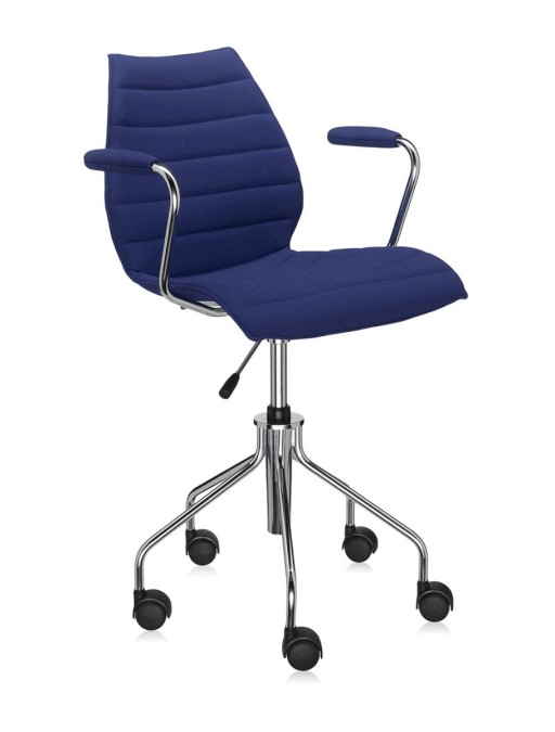 Scaun birou cu brate Kartell Maui Soft  design Vico Magistretti  Trevira albastru