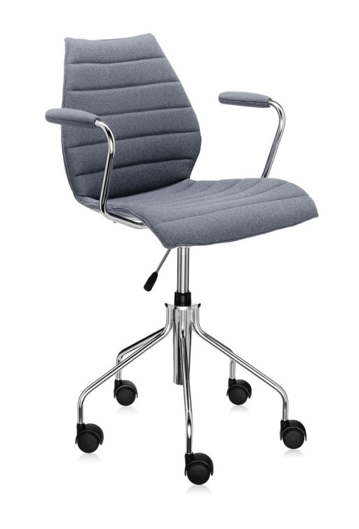 Scaun birou cu brate Kartell Maui Soft  design Vico Magistretti  Trevira gri