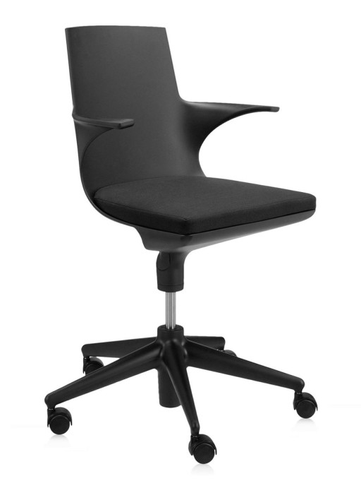 Scaun birou cu brate Kartell Spoon Chair  design Antonio Citterio & Toan Nguyen  negru