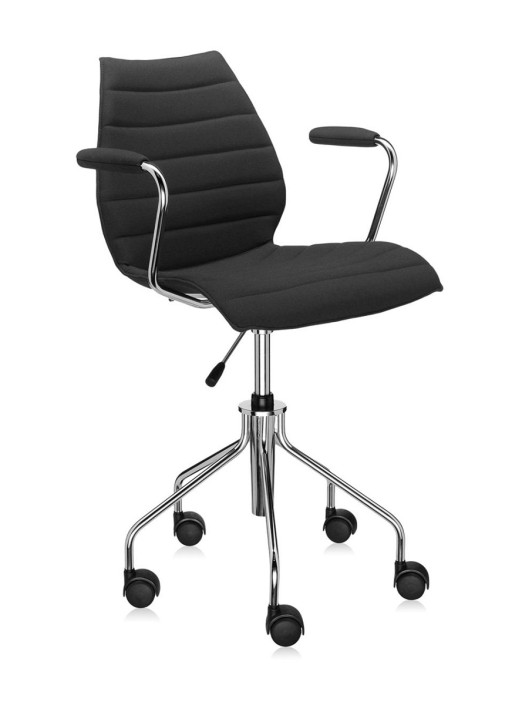 Scaun birou cu brate Kartell Maui Soft  design Vico Magistretti  Trevira negru