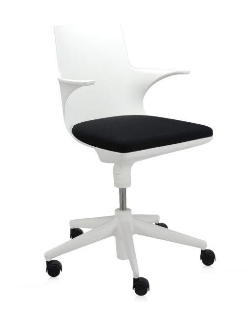 Scaun birou cu brate Kartell Spoon Chair  design Antonio Citterio & Toan Nguyen  alb-negru