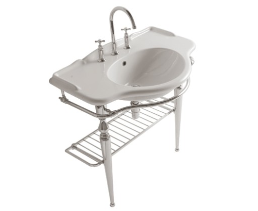 Consola Globo pentru lavoar Paestum  85x56  montaj pe pardoseala  crom