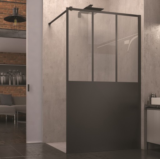 Cabina de dus Walk-In SanSwiss Easy STR4P 90cm  sticla securizata Loft Attic 8mm  profil negru mat