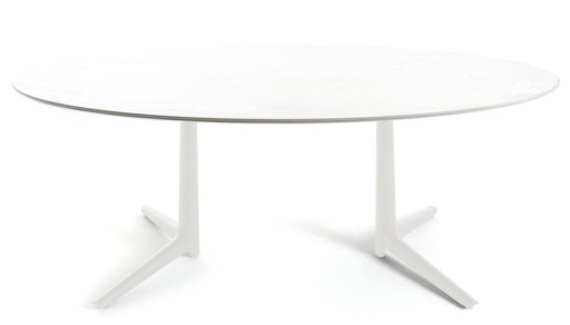 Masa Kartell Multiplo XL design Antonio Citterio  180x90cm  h75cm  blat sticla  alb