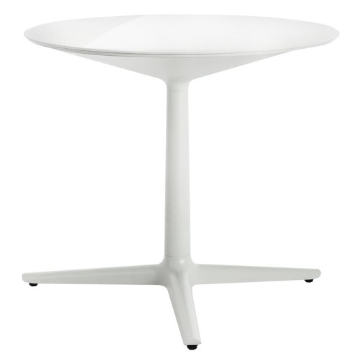Masa rotunda Kartell Multiplo design Antonio Citterio  d78cm  h74cm  blat sticla  alb
