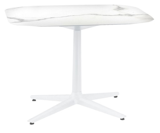 Masa Kartell Multiplo design Antonio Citterio  99x99cm  h74cm  blat cu finisaj marmura  alb