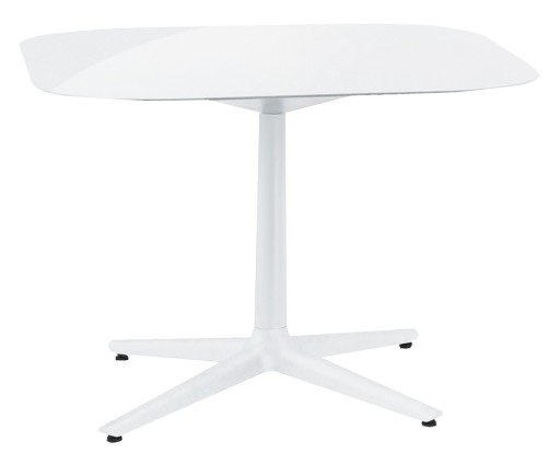 Masa Kartell Multiplo design Antonio Citterio  99x99cm  h74cm  blat sticla  alb