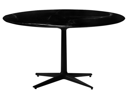 Masa rotunda Kartell Multiplo design Antonio Citterio  d118cm  h74cm  blat cu finisaj marmura  negru