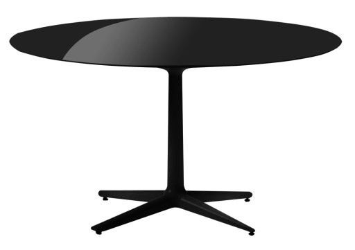 Masa rotunda Kartell Multiplo design Antonio Citterio  d118cm  h74cm  blat sticla  negru