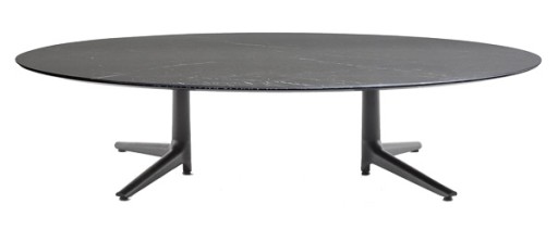 Masuta ovala Kartell Multiplo Low design Antonio Citterio  192x118cm  h43cm  blat cu finisaj marmura  negru