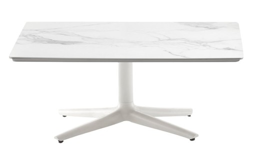 Masuta Kartell Multiplo Low design Antonio Citterio  99x99cm  h43cm  blat cu finisaj marmura  alb