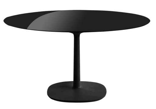 Masa rotunda Kartell Multiplo design Antonio Citterio  d118cm  h74cm  baza patrata  blat sticla  negru