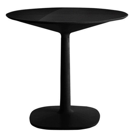 Masa rotunda Kartell Multiplo design Antonio Citterio  d78cm  h74cm  baza patrata  blat sticla  negru