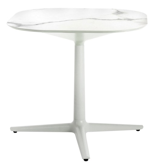 Masa Kartell Multiplo design Antonio Citterio  78x78cm  h74cm  blat cu finisaj marmura  alb