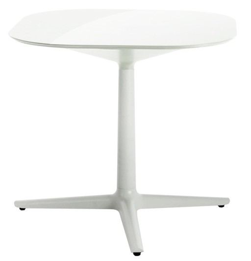 Masa Kartell Multiplo design Antonio Citterio  78x78cm  h74cm  blat sticla  alb