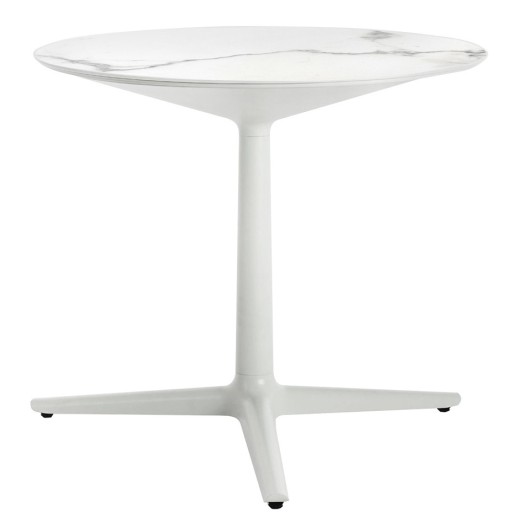 Masa rotunda Kartell Multiplo design Antonio Citterio  d78cm  h74cm  blat cu finisaj marmura  alb