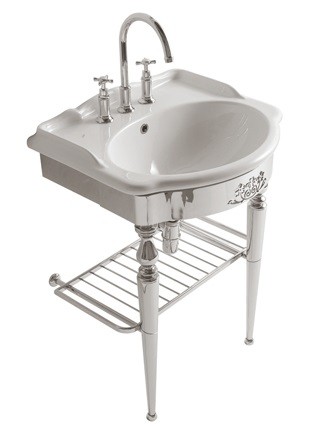 Consola Globo pentru lavoar Paestum 62cm  montaj pe pardoseala  alama cromata