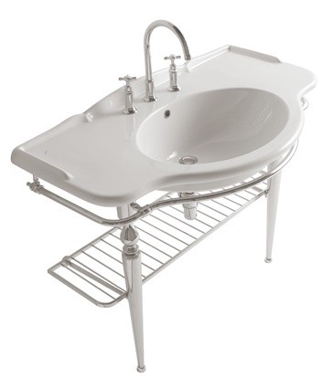 Consola Globo pentru lavoar Paestum 110cm  montaj pe pardoseala  crom