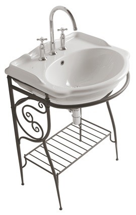 Consola Globo pentru lavoar Paestum 62cm  montaj pe pardoseala  metal antichizat