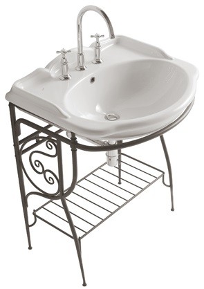 Consola Globo pentru lavoar Paestum 90cm  montaj pe pardoseala  metal antichizat