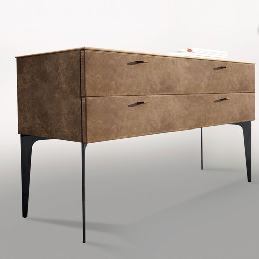 Comoda Gamma K008-D  top Terra Ceramic  piele Burt F613  picioare metal Dark Chrome  HandMade in Italy