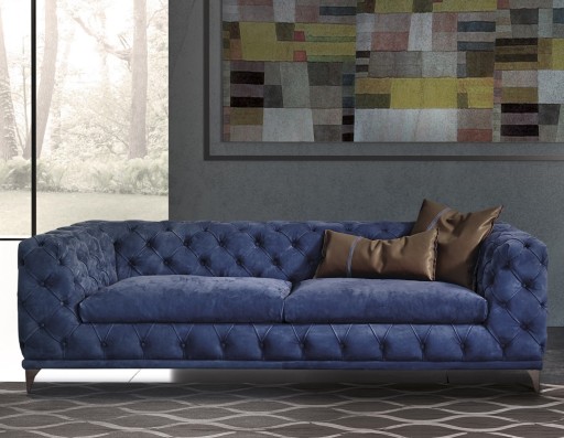 Canapea Gamma Aston cu 3 locuri  254cm  piele Nabuk H273  HandMade in Italy