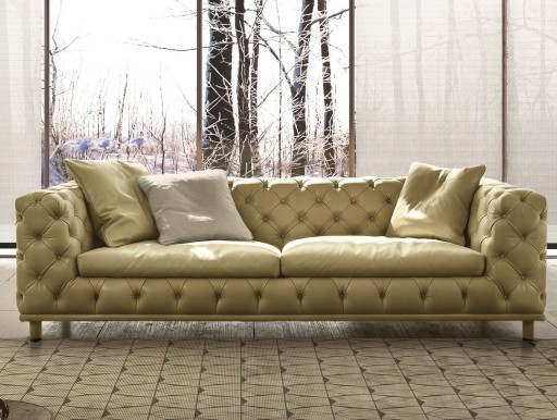 Canapea Gamma Aston cu 3 locuri  254cm  piele Piuma E534  HandMade in Italy