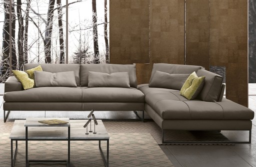 Canapea de colt Gamma Sunset 321x263cm dreapta  piele Danka F803  HandMade in Italy