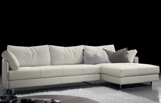 Canapea de colt Gamma Swing 292x155cm dreapta  piele Piuma E516  HandMade in Italy