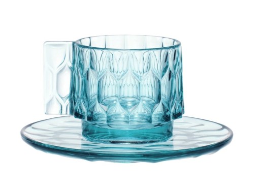 Ceasca si farfuriuta Kartell Jellies Family  design Patricia Urquiola  albastru transparent