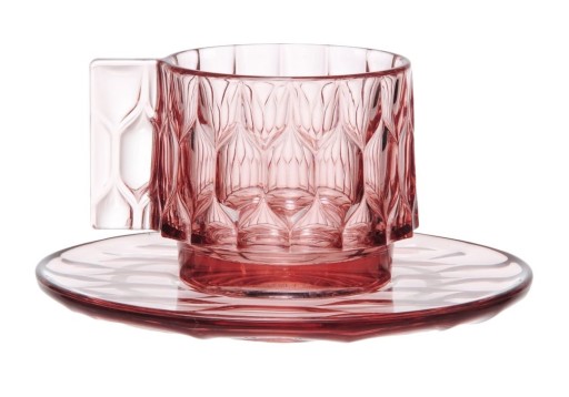 Ceasca si farfuriuta Kartell Jellies Family  design Patricia Urquiola  roz transparent