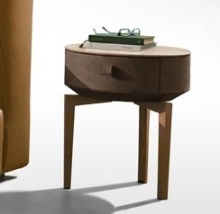Noptiera Gamma Dandy K009-A  top Terra Ceramic  piele Burt F614  picioare lemn Noce Canaletto  HandMade in Italy