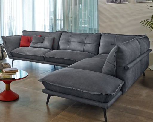 Canapea de colt Gamma Dandy Hollywood 332x263cm dreapta  piele Deluxe Sauvage J726  HandMade in Italy