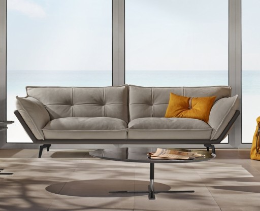 Canapea Gamma Dandy Hollywood cu 3 locuri  258cm  piele Zero Impact F301 si Nabuk H265  HandMade in Italy