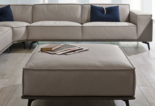 Ottoman Gamma Dandy Edwin 101x101cm  piele Zero Impact F300 & F301  HandMade in Italy