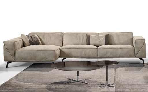 Canapea de colt Gamma Dandy Edwin 343x160cm stanga  piele Burt F613  HandMade in Italy
