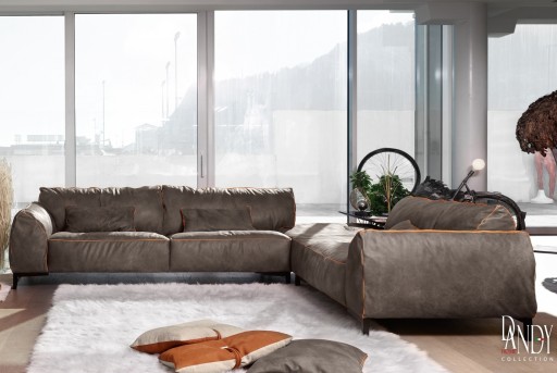 Canapea de colt Gamma Dandy Kong 325x259cm dreapta  piele Burt F614  HandMade in Italy