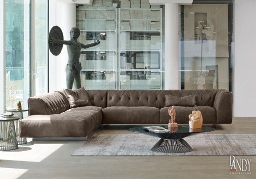 Canapea de colt Gamma Dandy Marlon 332x263cm stanga  piele Burt F614  HandMade in Italy