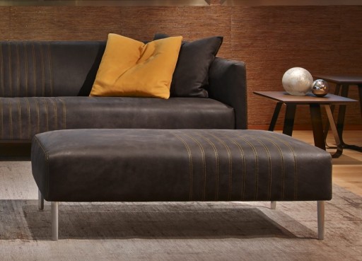 Ottoman Gamma Dandy Tuxedo 130x55cm  piele Burt F611  HandMade in Italy