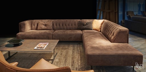 Canapea de colt Gamma Dandy McQueen 317x257cm dreapta  piele Burt F616  HandMade in Italy