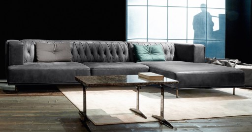 Canapea de colt Gamma Dandy McQueen 336x161cm dreapta  piele Burt F615 & Danka F785  HandMade in Italy