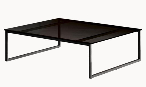 Masuta Gamma T62  top sticla fumurie  baza metalica  100x100cm  h34cm  Made in Italy