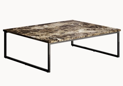 Masuta Gamma T62  top marmura emperador dark  baza metalica  100x100cm  h34cm  Made in Italy
