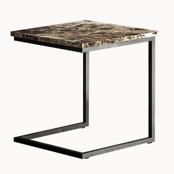 Masa auxiliara Gamma T63  top marmura emperador dark  baza metalica  45x45cm  h48cm  Made in Italy