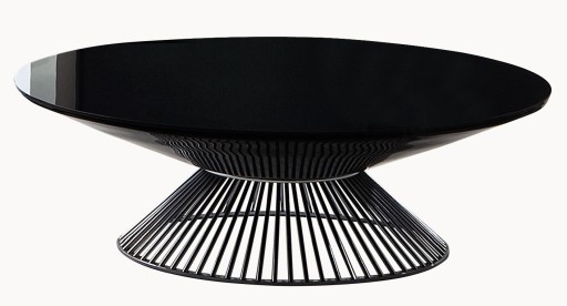 Masuta Gamma Dandy T14 cu top sticla  baza metalica  d100cm  h31cm  Made in Italy