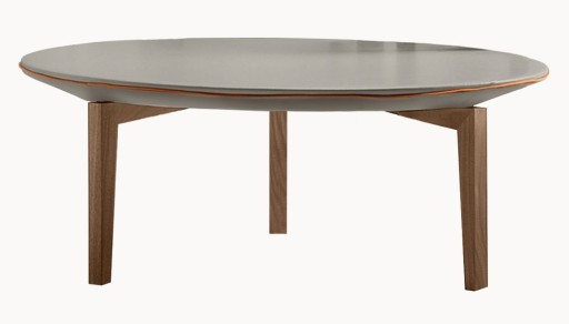 Masuta Gamma Dandy Kong T31 cu top piele categoria H  picioare lemn  d80cm  h30cm  Made in Italy