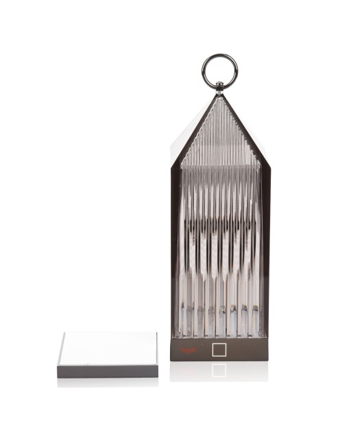 Lampa portabila de exterior Kartell Lantern design Fabio Novembre  1 2W LED  fumuriu transparent