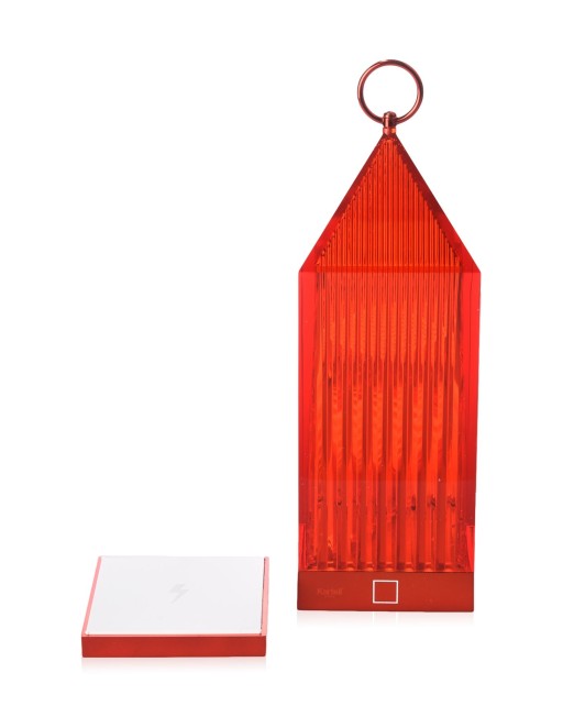 Lampa portabila de exterior Kartell Lantern design Fabio Novembre  1 2W LED  rosu transparent