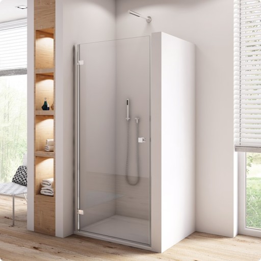 Usa de dus pivotanta Sanswiss Annea 80cm stanga  sticla securizata transparenta 6mm  profil slefuit lucios