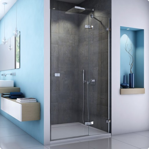 Usa de dus pivotanta cu parte fixa Sanswiss Escura Aquaperle 80cm dreapta  sticla securizata transparenta 6mm  profil slefuit lucios